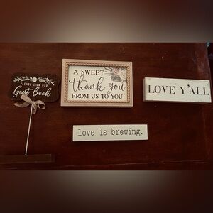Decorative Wooden Sign Set rustic wedding